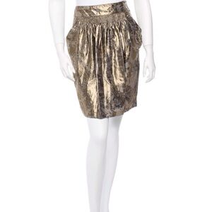 See By Chloe Gold Metallic Mini Skirt